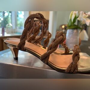 J Crew crystal braid triple strap kitten heel sandal New In Box 7.5